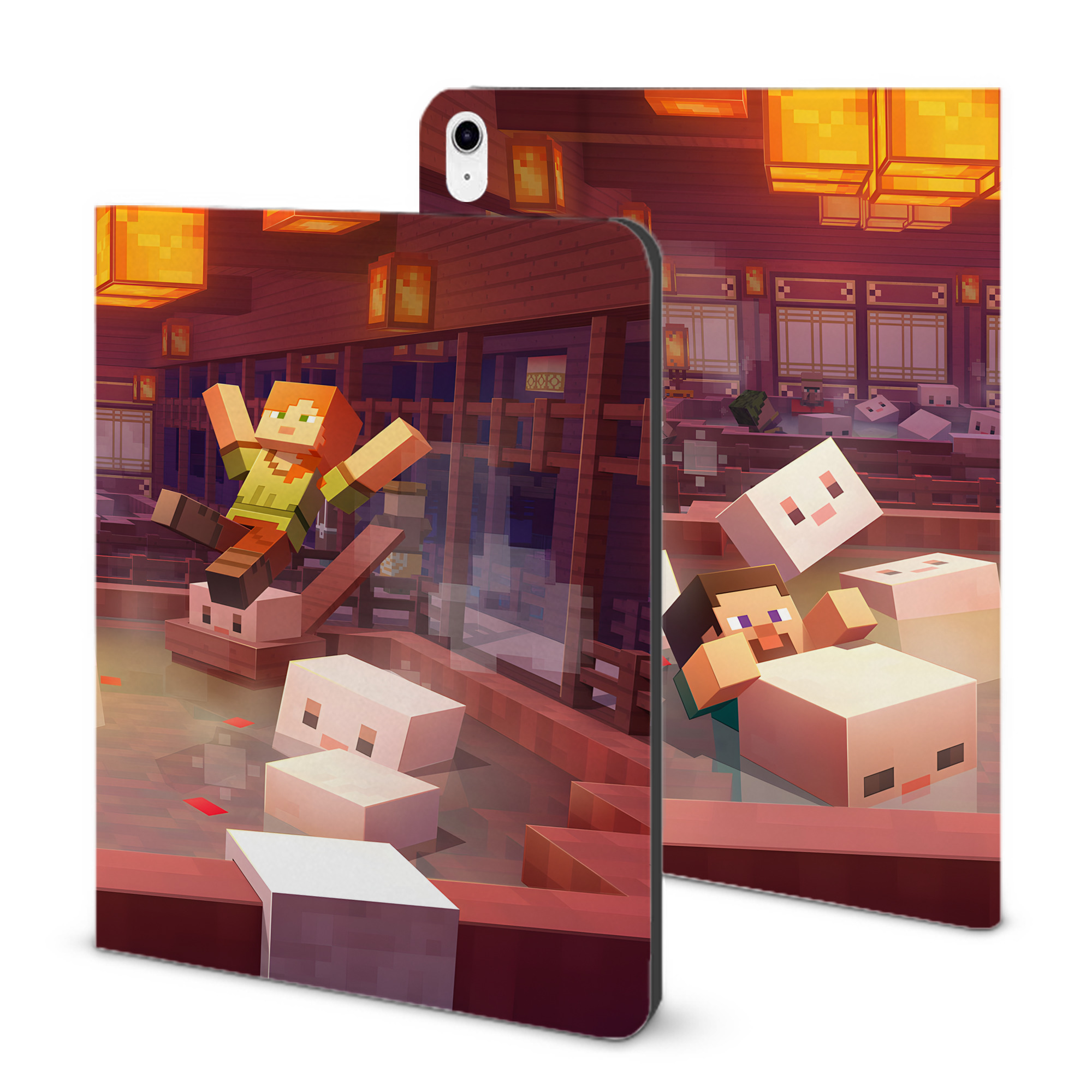 （画像用） マインクラフト ブロックの世界 Minecraft MC Block world IPad ケース ブック型 PUレザー TPU 耐衝撃 軽量 薄型 ペン収納なし 全面保護 IPad 各モデル対応